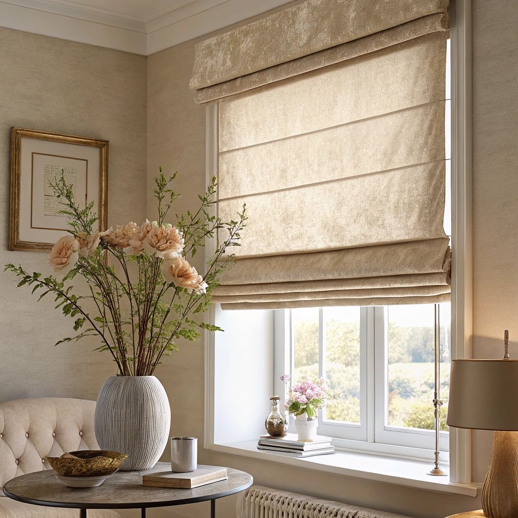 Rèm Roman tạo điểm nhấn khác biệt nhờ cách xếp lớp gấp nếp khi kéo lên